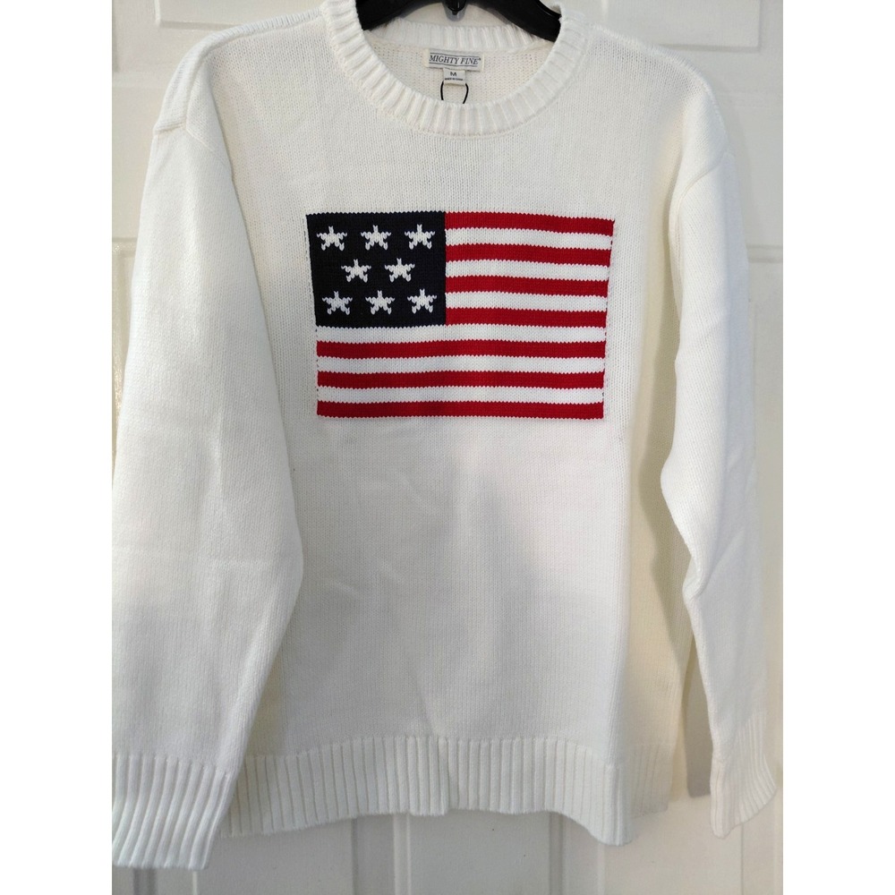 Mighty Fine American Flag Sweater Ivory Med.